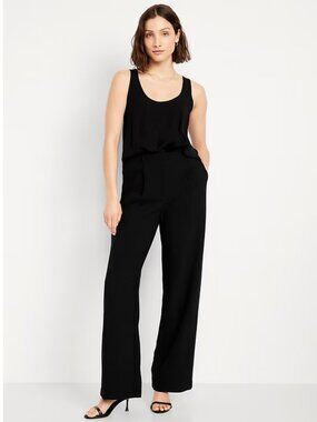 Old Navy Extra High-Waisted Pleated Taylor Wide-Leg Linen-Blend Trouser Pants